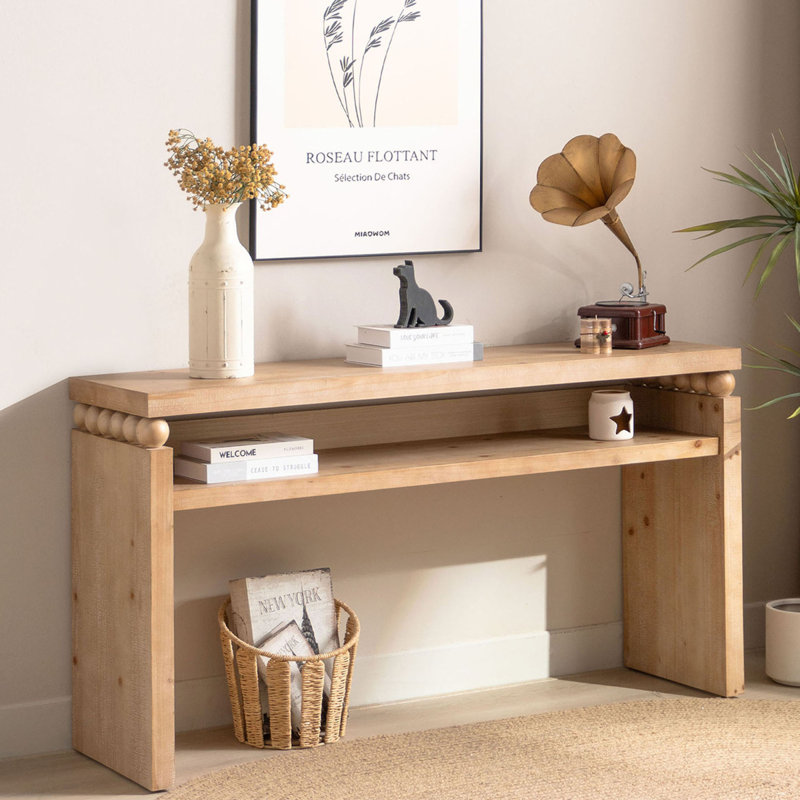 Console 59 po, table console rustique moderne, table d'entrée étroite, table de canapé en bois, table de couloir avec rangement, table console en bois naturel, table d'entrée avec tablette ouverte, console Farmhouse