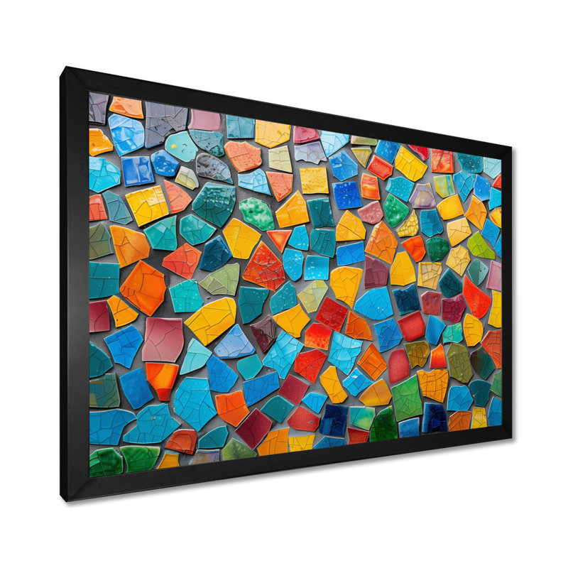 Carreaux de mosaïque colorés, beauté IV - Boho, Cadre photo noir, H 16 po x l 32 po