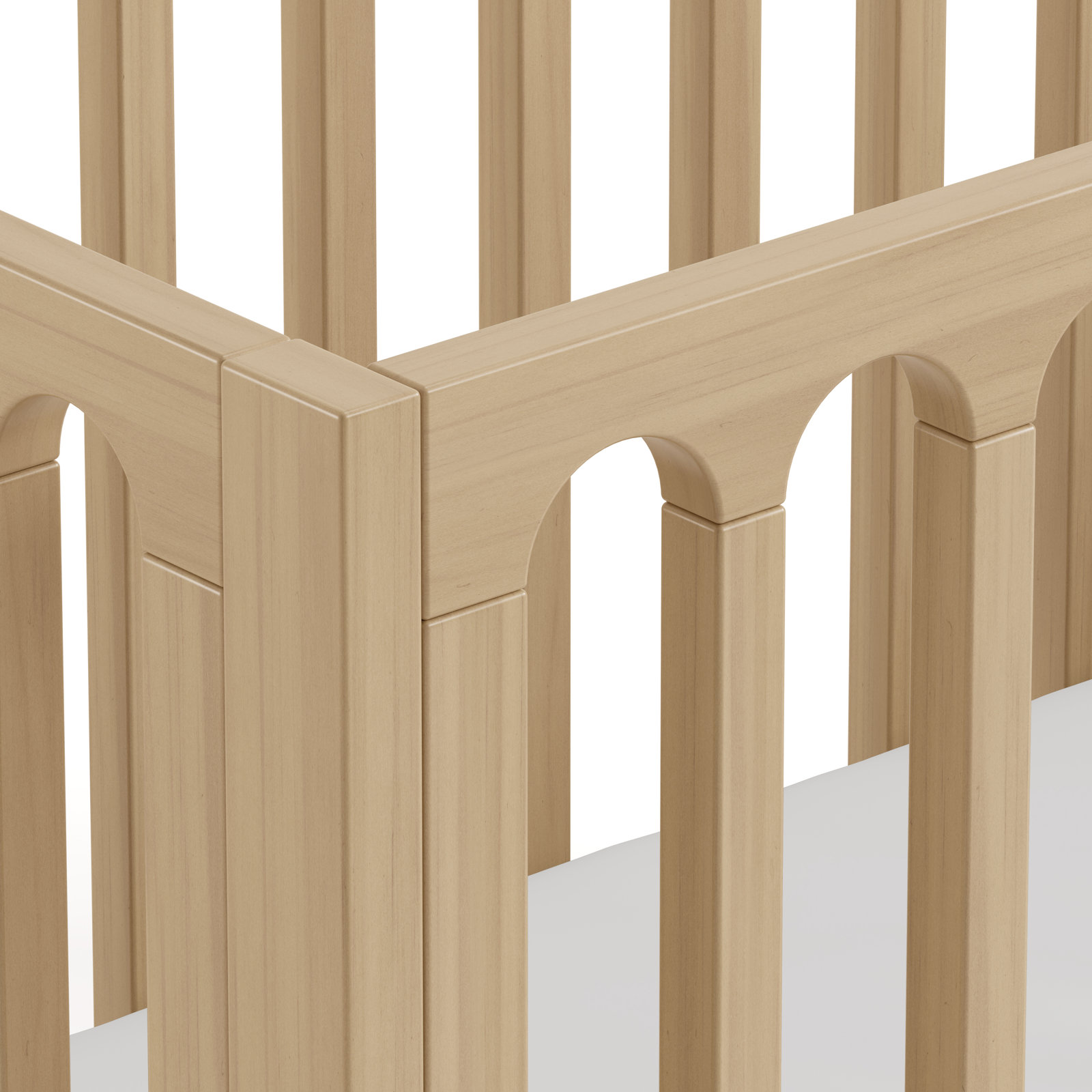 Sicily Deluxe 3-In-1 Convertible Crib With Bonus Toddler Guardrail, Driftwood, Crib + Mattress