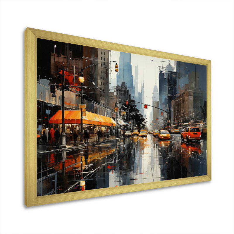 Cityscape Collage II sur toile, H 16 po x l 32 po x P 1 po, Cadre doré à une seule photo
