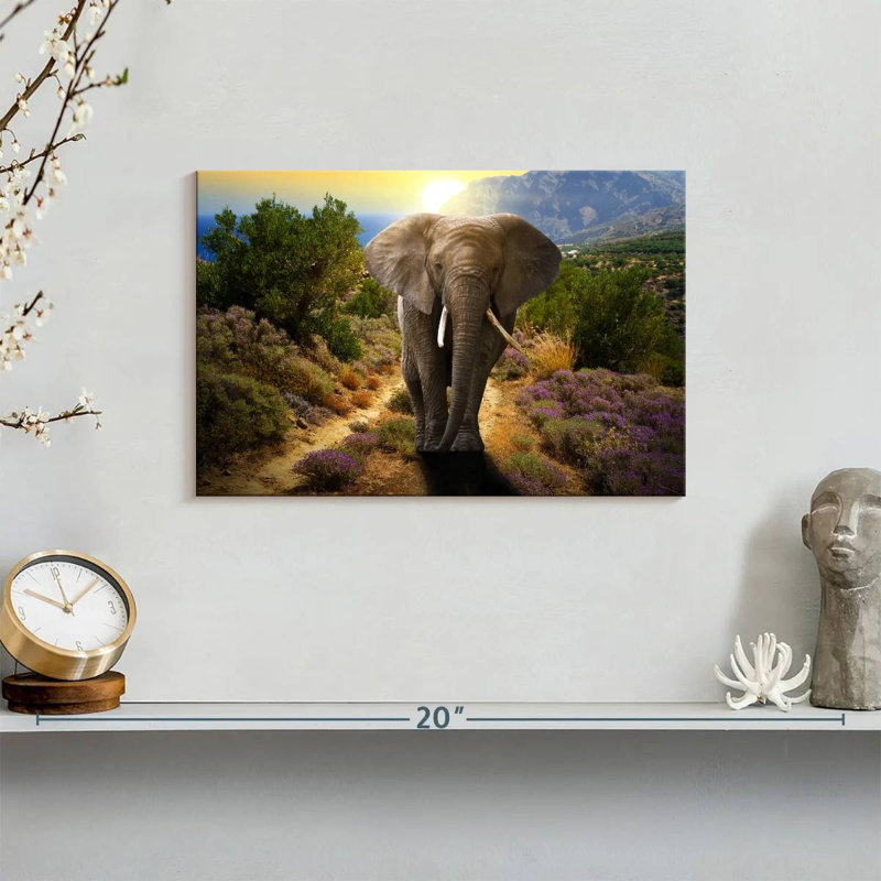 Elephant Frolicking, 8" H x 12" W
