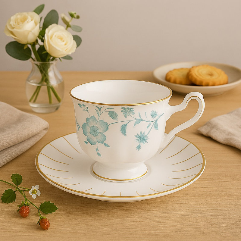 Ensemble de tasses à thé et soucoupes Jasmine Anne (ensemble de 6 - 230 ml)