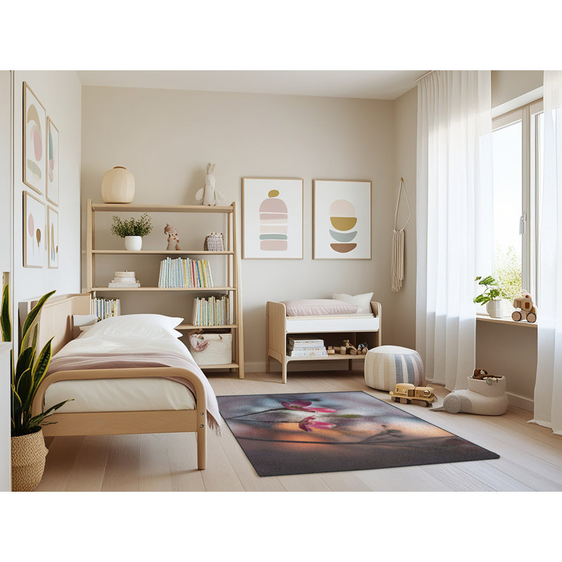 Tapis gris Flower, Rectangle 3 pi x 5 pi