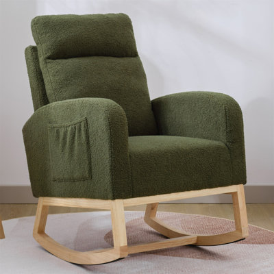 Modern Accent Rocking Chair Rocking Chair With Solid Wood Legs, Upholstered Nursery Glider Rocker, Comfy Armchair With Side Pocket, Living Room Lounge -  Isabelle & Maxâ¢, D95B439381724A3E9FDD00C8358E5912