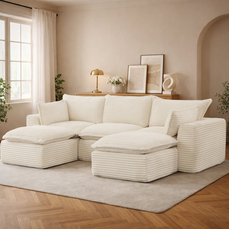 Canapé modulaire sans cadre 109,4 po, sans assemblage requis, canapé modulaire moderne avec assise profonde, fauteuils rembourrés pour la chambre à coucher du salon