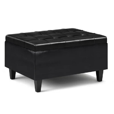 Harrison 34"W Upholstered Coffee Table Storage Ottoman with Tufted Lift Top