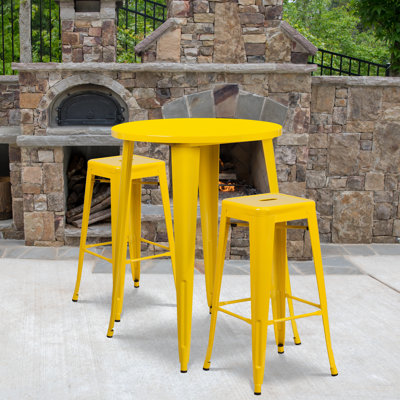 Ensemble de tables de bar rondes en métal pour l'intérieur et l'extérieur Gyala