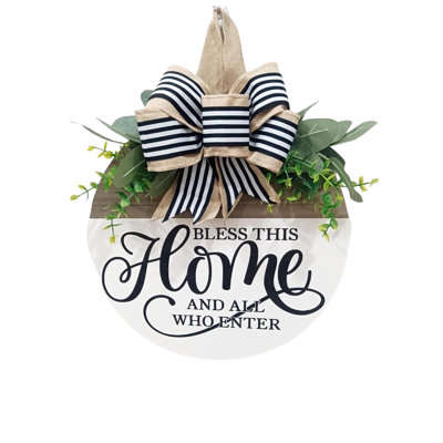 Welcome Sign Front Door – Rustic Round Wood Wreath Sign Outdoor Wall & Porch Decor All Season