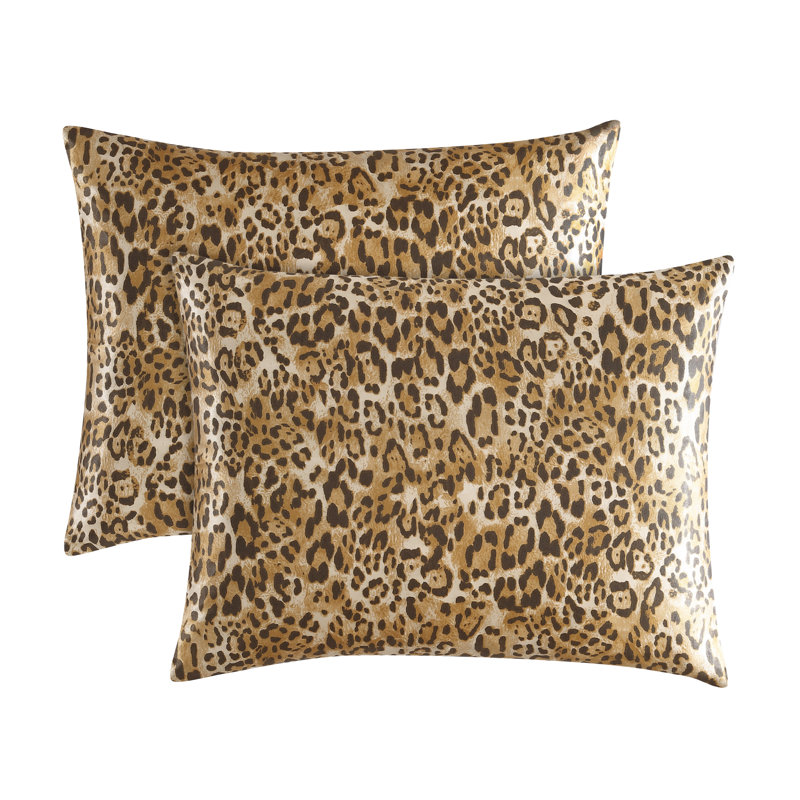 King Leopard Print Satin Reversible Duvet Cover Set