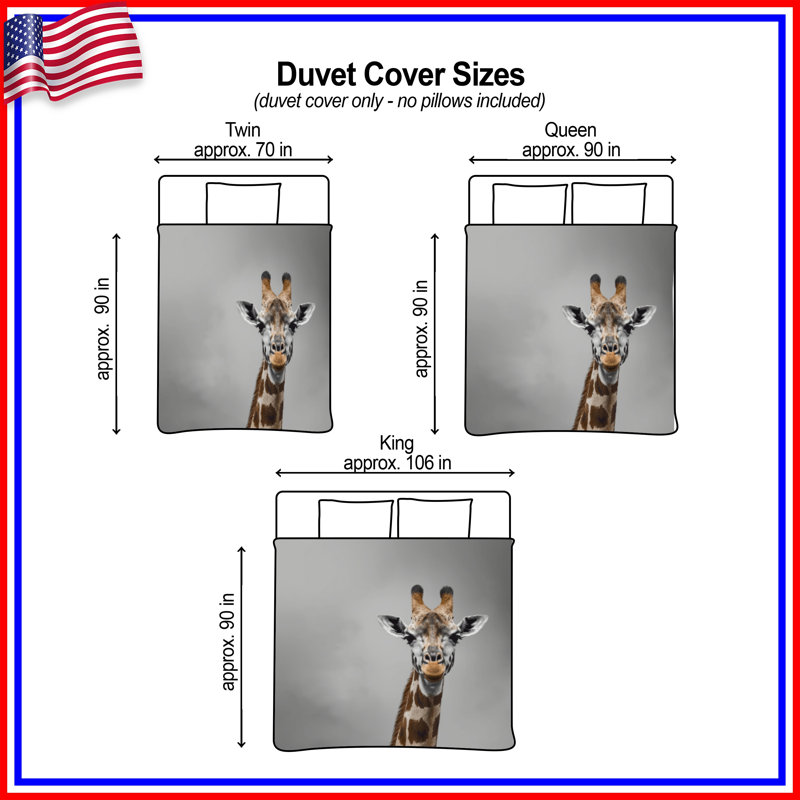 Giraffe With Long Neck Duvet Covers, Queen