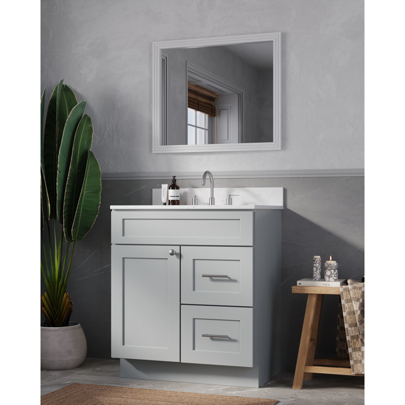 Meuble-lavabo simple 30 po Chrisna, Gris