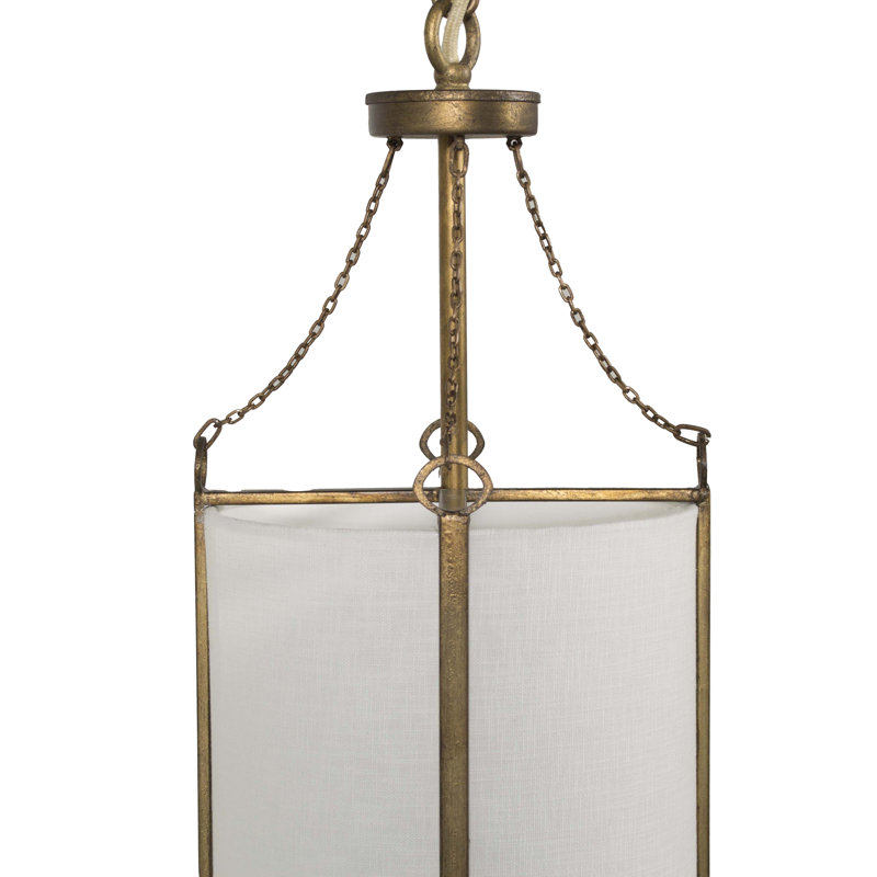 Luminaire suspendu cylindrique à lanterne Ida, Or antique