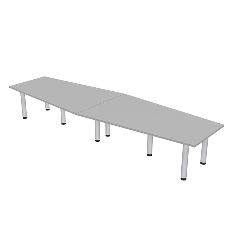 Table hexagonale avec pieds Nyemia, Brouillard gris, L 120 po x l 48 po, Argent argent