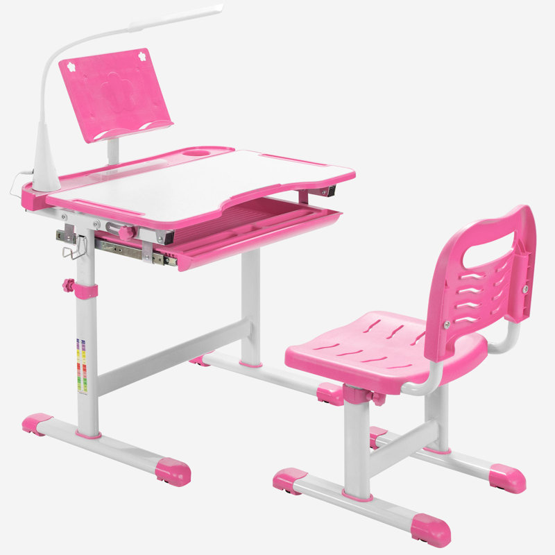 Helland Kids Rectangular Arts And Crafts Table and Chair Set, Pink