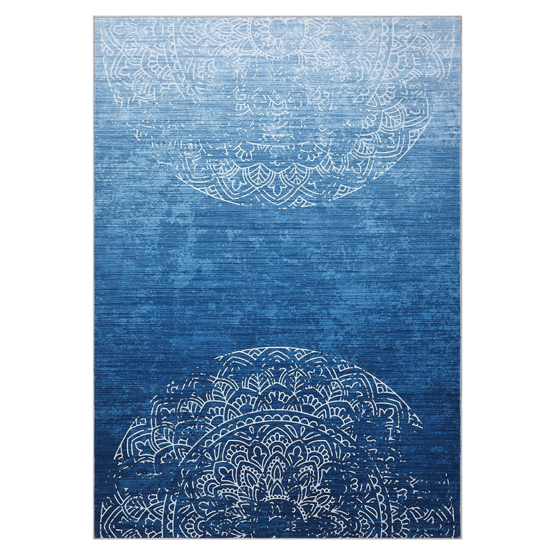Ombre Abstract Runner Rugs 2x6 Machine Washable Area Rugs Ultra-Thin Non-Slip Stain Resistant Indoor Carpet for Hallway Entryway Kitchen Laundry