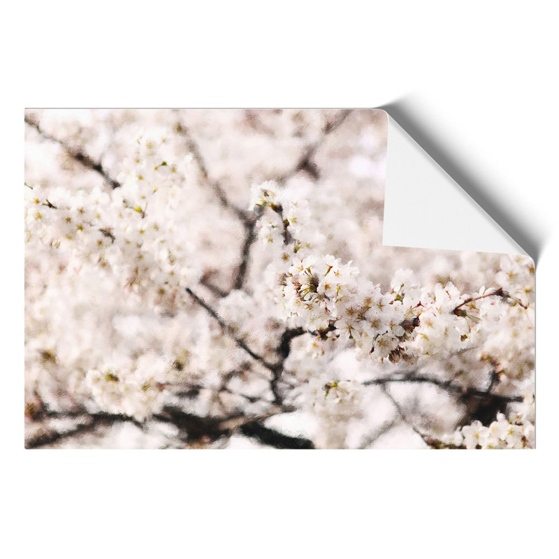 Pink Cherry Blossom Flowers Painting - Frameless Print, 21cm H x 30cm W x 0.1cm D