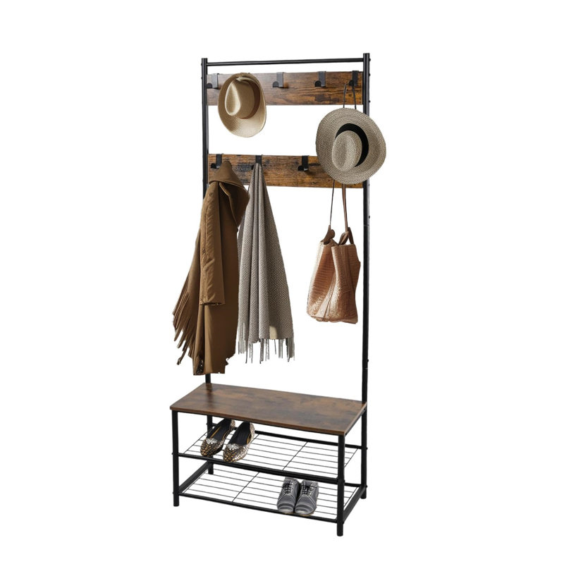 Aleli Hall Tree 70.5cm Wide, Gray Brown