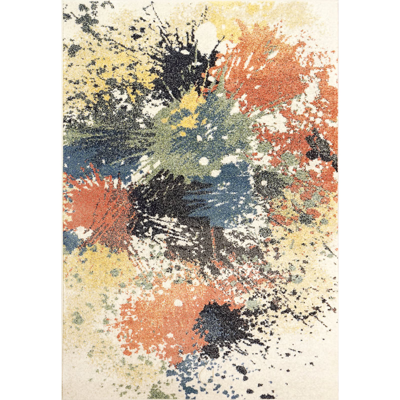 Oney Abstract Indoor Rug, Rectangle 3'11" x 5'7"