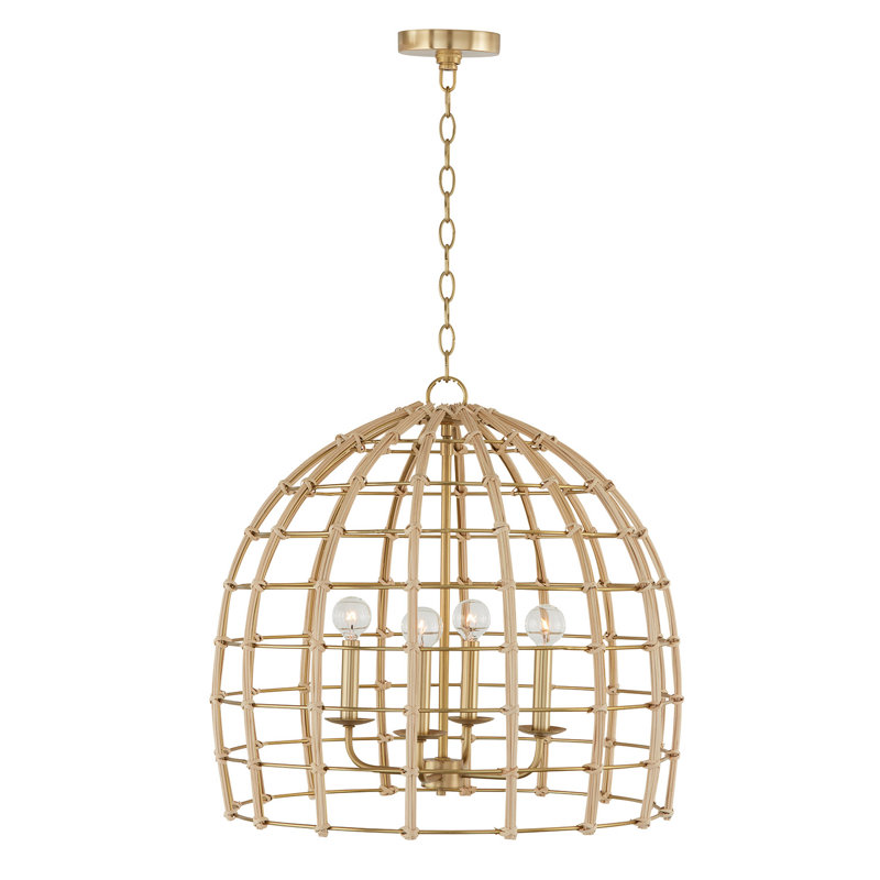 Almita 4 - Light Matte Brass Pendant, 23" W X 22" H