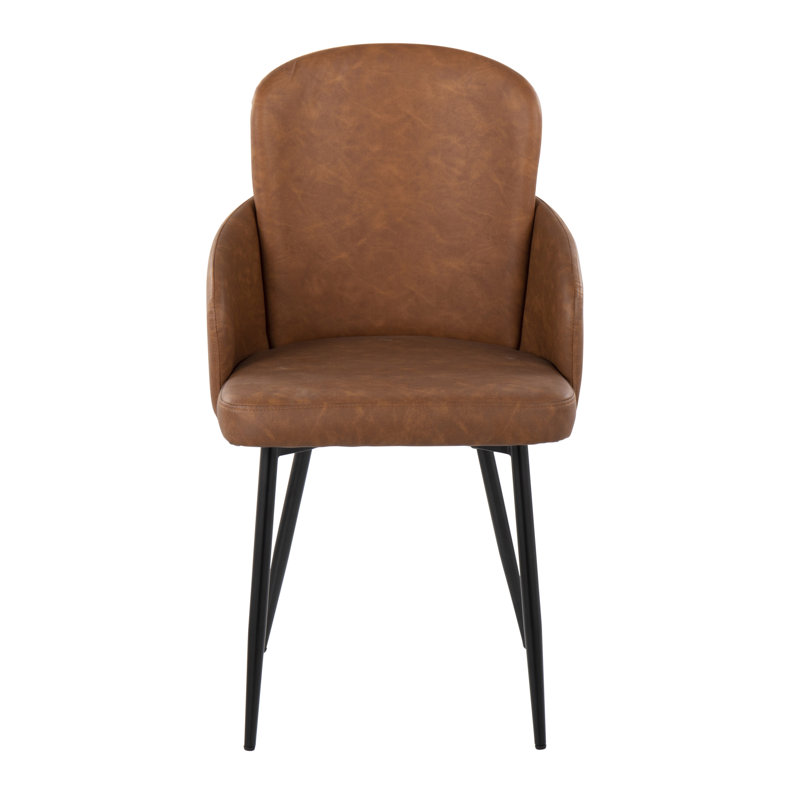 Jaquavia 18.75'' H Faux Leather Upholstered Armchair, Black, Camel