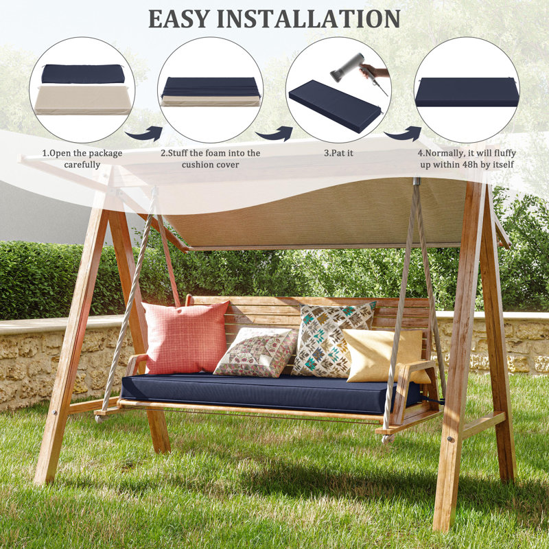 Outdoor Bench Cushion 45 X 18 X 3 Inch Indoor And Outdoor Seat Cushions, 45" W x 18" D, Navy Blue