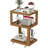 3-Tier Side Table - Walnut Geometric Design With Glass Top & Wheels, Sofa & Bedside Table For Small Spaces, Living Room & Bedroom Modern Minimalist