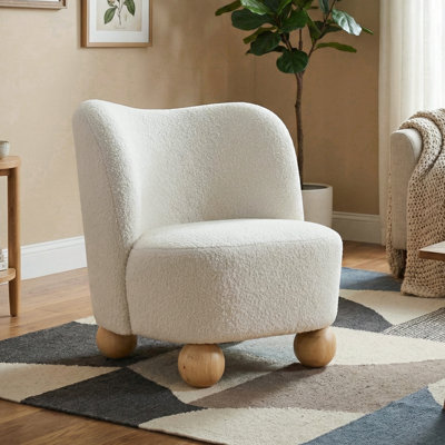 Balleta Rounded Silhouette Low Profile Boucle Accent Chair