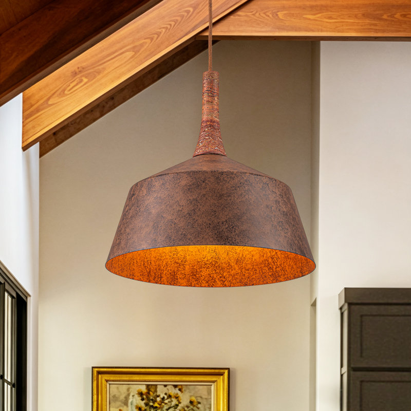 1-Light Industrial Angled Dome Shade Pendant Light