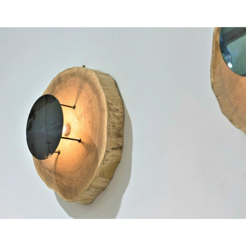 Orbit Wood Plug-in Flush Mounted Sconce