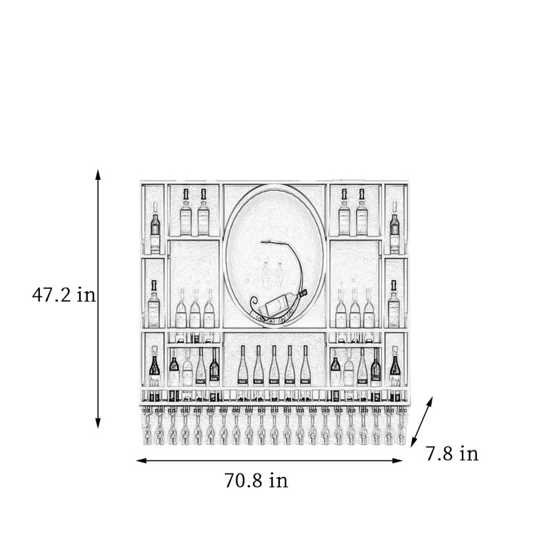 Circle Wall Mounted Wine Rack, Or, H 47,2 po x l 70,8 po x P 7,8 po
