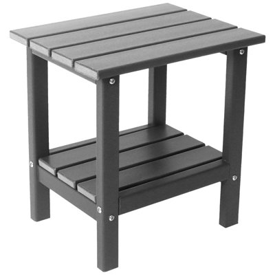 2-Tier All Weather HDPE Outdoor Patio Side Table,Double Layer Weather Resistant End Table