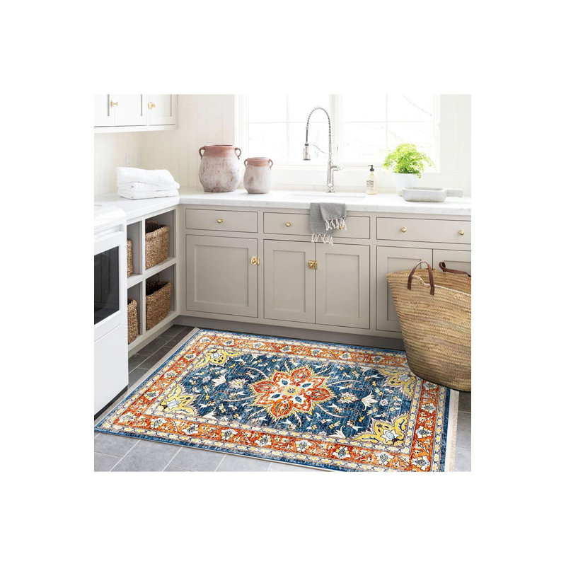 Tapis décoratif tissé à la machine lavable à la machine, Tapis de couloir 4 pi 11 po x 9 pi 10 po inclus