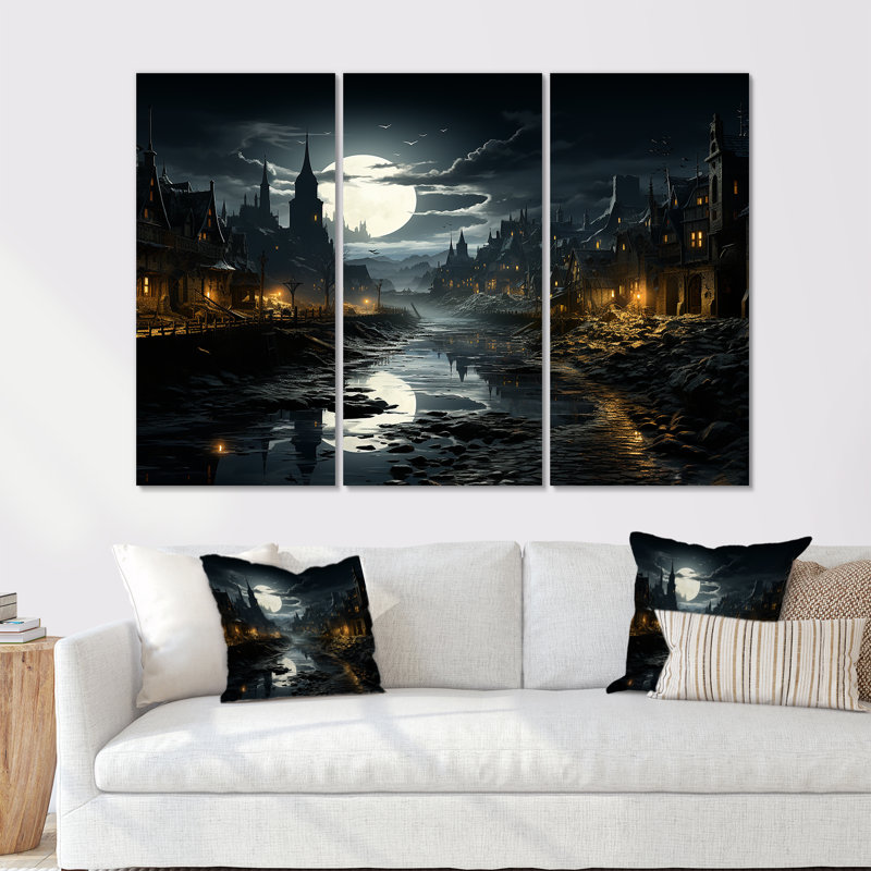 Ensemble d'art mural sur toile Moody Night, H 32 po x l 48 po x P 1 po