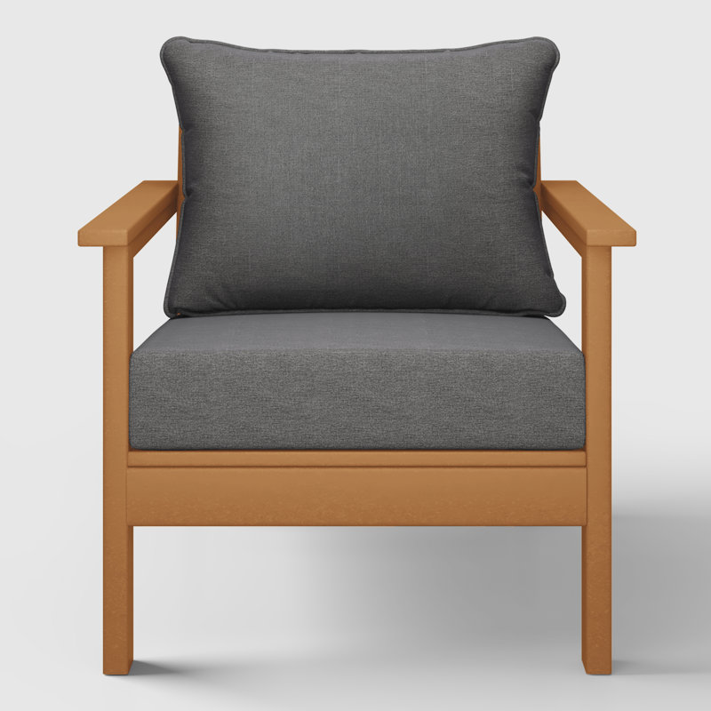 Chaise profonde avec coussins (ensemble de 2), Gris, Teck