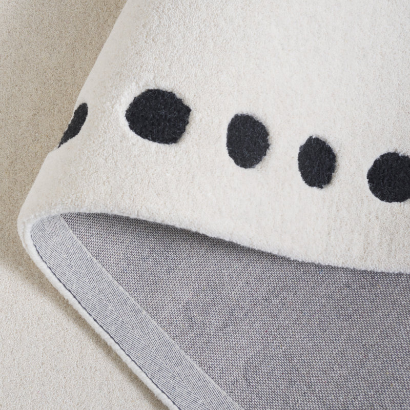 Tapis ivoire / noir en coton / laine touffeté à la main Lexy, Rectangle 3 pi x 5 pi