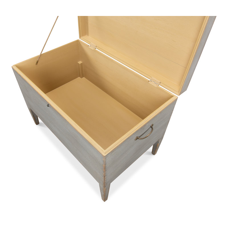 Gray Rectangular Wood and Metal Storage Trunk Table