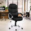 Chaise de bureau en similicuir noir avec réglage de la hauteur, pivotant à 360 degrés, inclinaison de 15 po, ergonomique confortable, structure en contreplaqué, conception rectangulaire réglable pour ordinateur