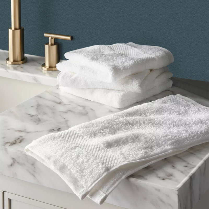 Serviette de toilette en coton biologique à séchage rapide 650 g / m², 13 po x 13 po, Blanc