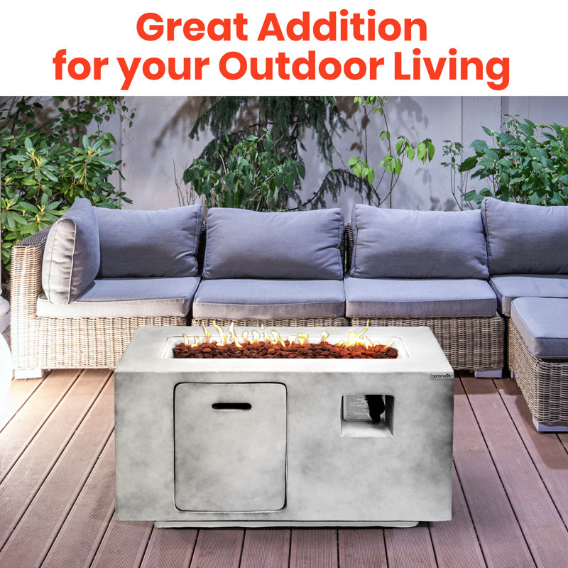 Gray Concrete 50,000 BTU Propane Gas Fire Pit Table