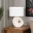 Jessey 26" Ceramic Table Lamp with Cutout Design and Fabric Drum Shade in White for Bedroom or Living Room