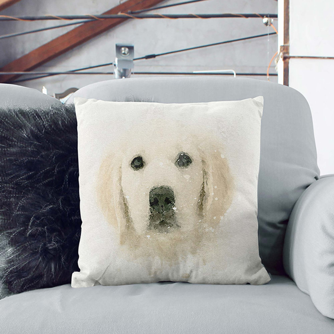 Golden Retriever Puppy in Abstract Cushion with Filling