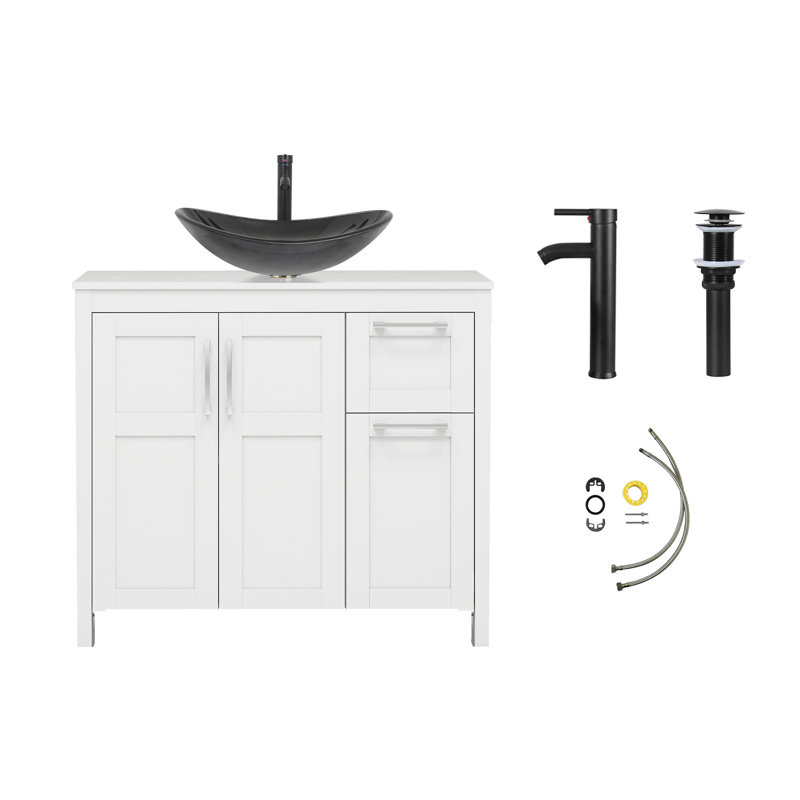 36" Free-Standing Modern Single Bathroom Vanity With Sink, White