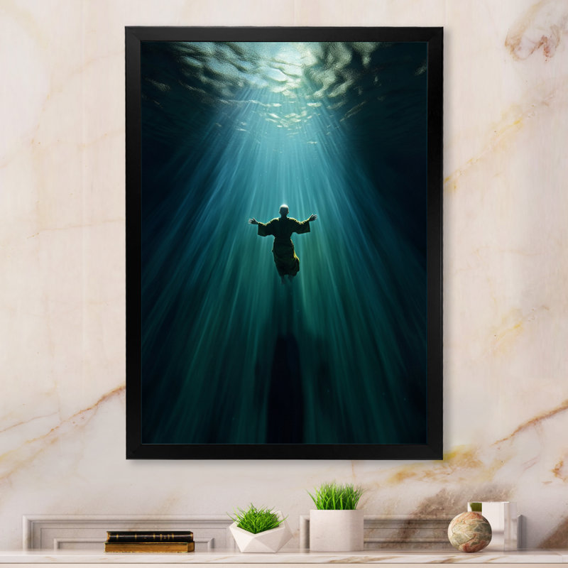 " Buddhist Monk Ascending ", 20" H x 12" W x 1" D, Black Single Picture Framed