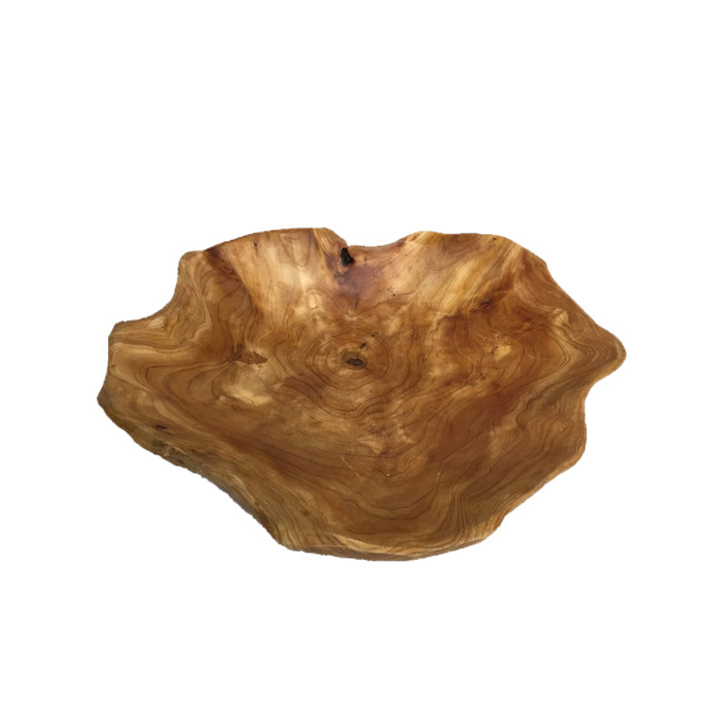 Bol décoratif en bois abstrait en bois brun Seppe, H 4 po x l 21 po x P 21 po