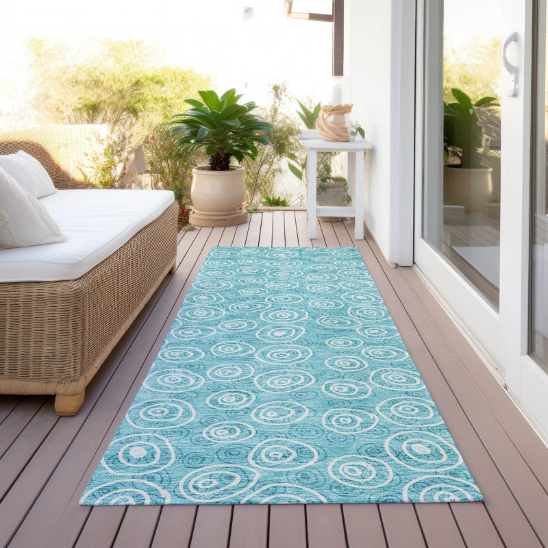 Washable Geometric Indoor / Outdoor Rug, Runner 2'3" x 7'6"