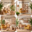 Chaise d'appoint rembourrée en lin avec dossier d'inspiration arc-en-ciel et pieds en bois, jaune-1044637224