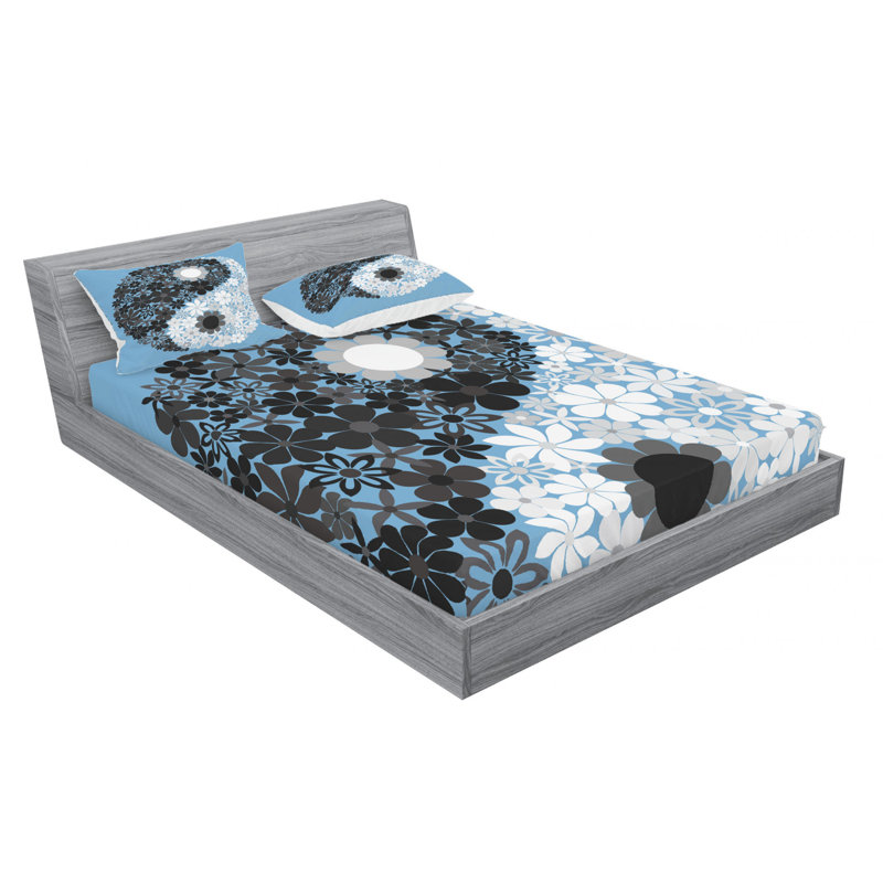 Microfiber Floral Sheet Set, Queen Sheet Set with Fitted Sheet