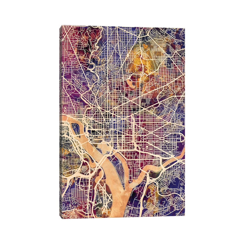 Washington DC Street Map II by Michael Tompsett - Wrapped Canvas Gallery-Wrapped Canvas Giclée, 20.32 cm H x 30.48 cm W