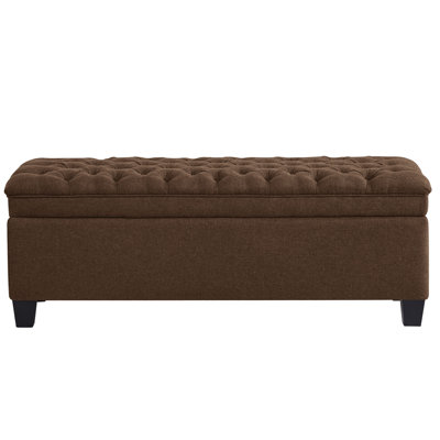 51" W Linen Upholstered Flip Top Storage Bench