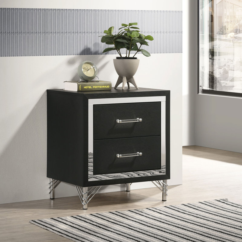Malcolm Black 2-Drawer Nightstand Bedside Table